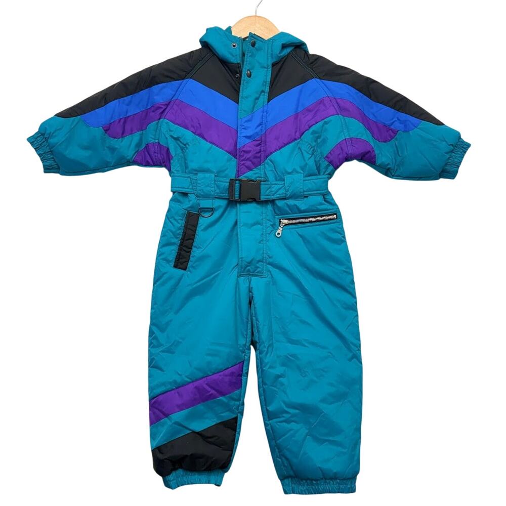 Vintage Apparatus 90s Colorblock Ski Snowsuit 100% Nylon Kids Size 4